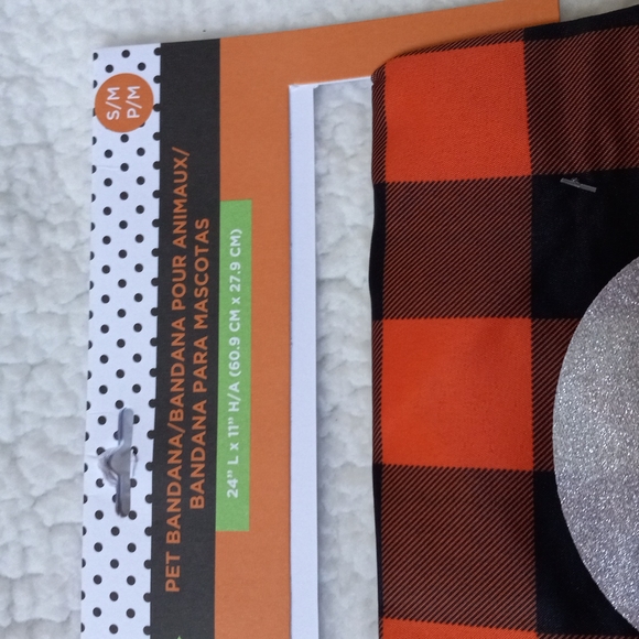Gothic Glitter Skull Crossbones Buffalo Check Orange Black Small Pet Bandana - Picture 5 of 5